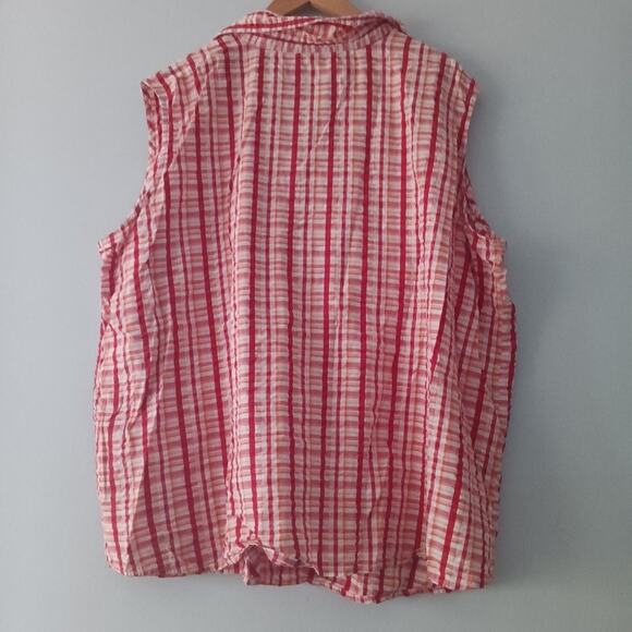 Disney Pooh, Eeyore and Piglet Women's Red Checkered Sleeveless Shirt Sz 26W/28W - Picture 2 of 8